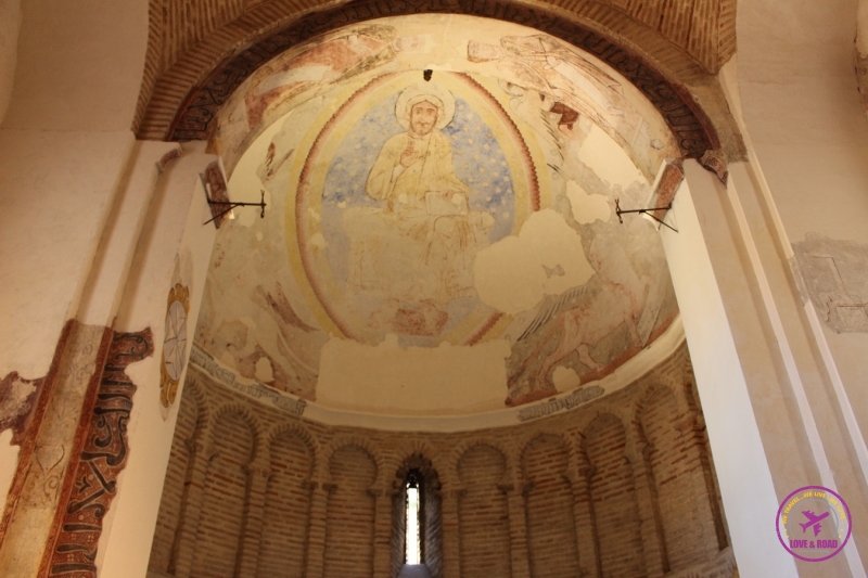 You can see the different lays of paintings inside the Cristo de la Luz Mosque.