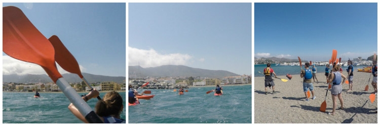 kayaking in the Mediterranean sea.