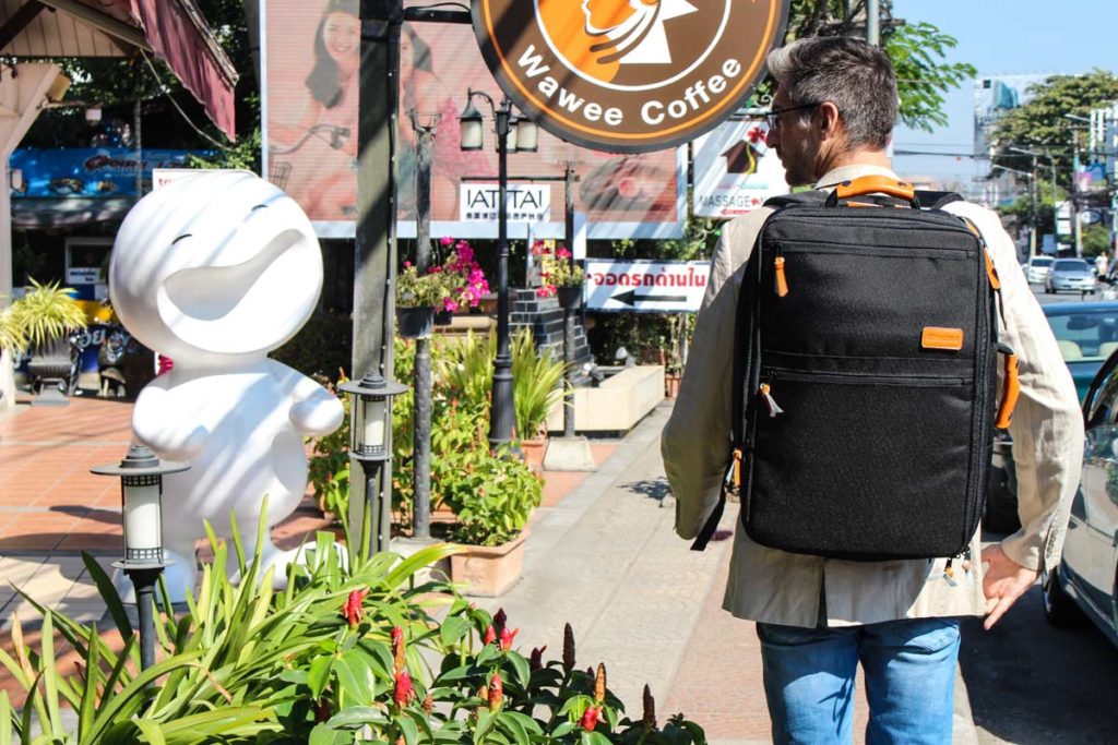 Rob with our best backpack for travel in Chiang Mai, Thailand. 