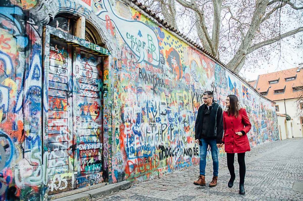 The John Lennon Wall is one of the cool things to visit in Prague and a greta spot for photos.