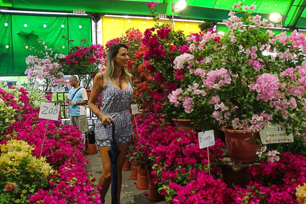 Uma das atrações de Taipei mais diferente é o Mercado de Flores que abre apenas aos finais de semana. 