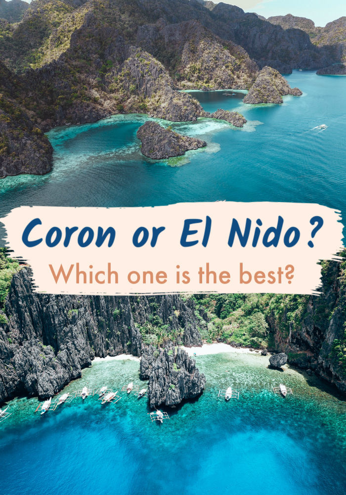 It was hard, but we did our best comparing Coron vs. El Nido. These two islands in Palawan - The Philippines, are stunning, and it’s hard to pick the best one. Read our post for a detailed comparison between El Nido and Coron regarding attractions, costs, accommodation, and transportation. Then you can choose which one is the perfect destination for you or maybe you decide to visit both of them. #coronpalawan #philippines #palawan #CoronvsPalawan #elnido #elnidobeaches #palawanphilippines