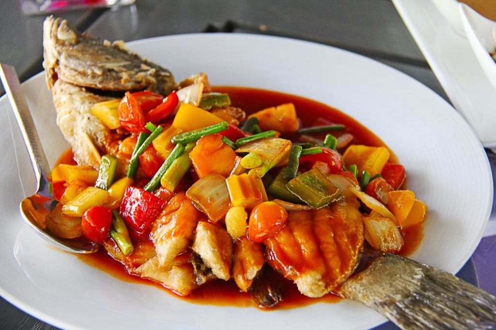 Delicious fish and fresh seafood can be found in Hua Hin, Thailand.