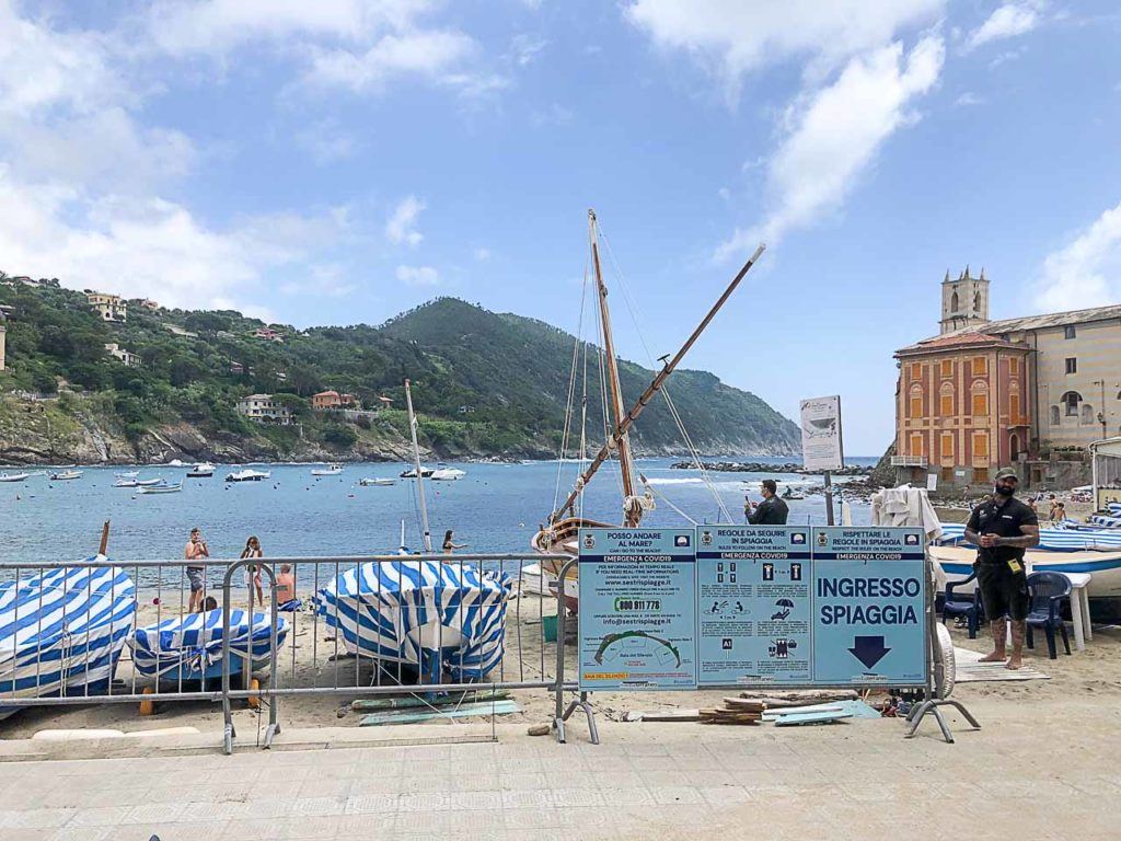 Sestri Levante beach has a sign on the main entrance tell people how to behave.