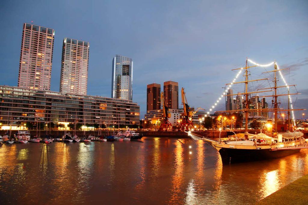 Night shot of the Puerto Madero in Buenos Aires, Argentina, South america.
