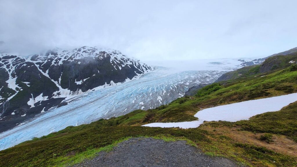 The dramatic Harding Icefield, another incredible stop in our 7 day Alaska itinerary.