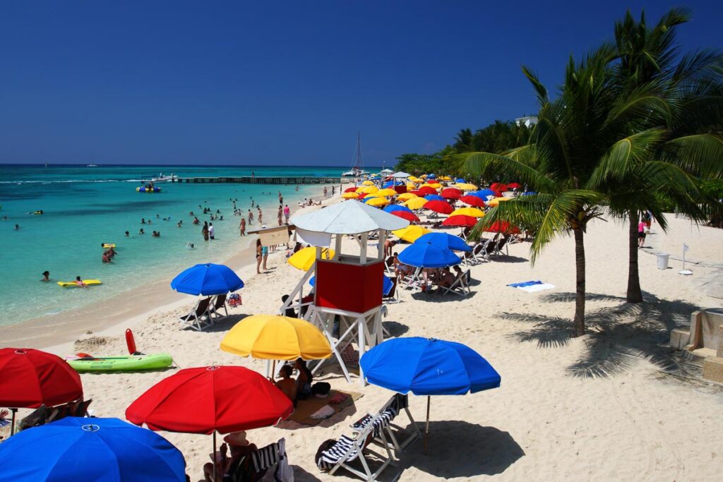 Jamaica peak season at Doctor's Cave Beach Club, Montego Bay (also known as Doctor's Cave Bathing Club).