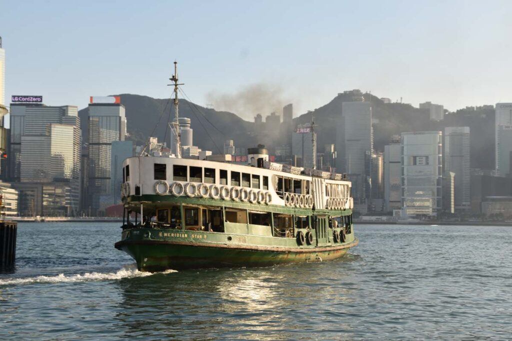 Star Ferry crossing the Vistoria Harbour in Hong kong.