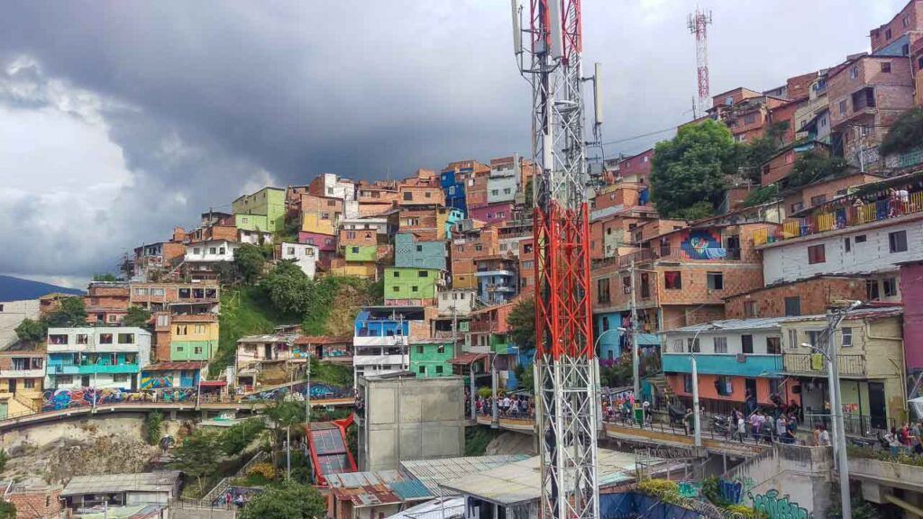 Photo of the slums in Medellin. On the bad side, Colombia is famous for drug trafficking, cartels and FARCS. 