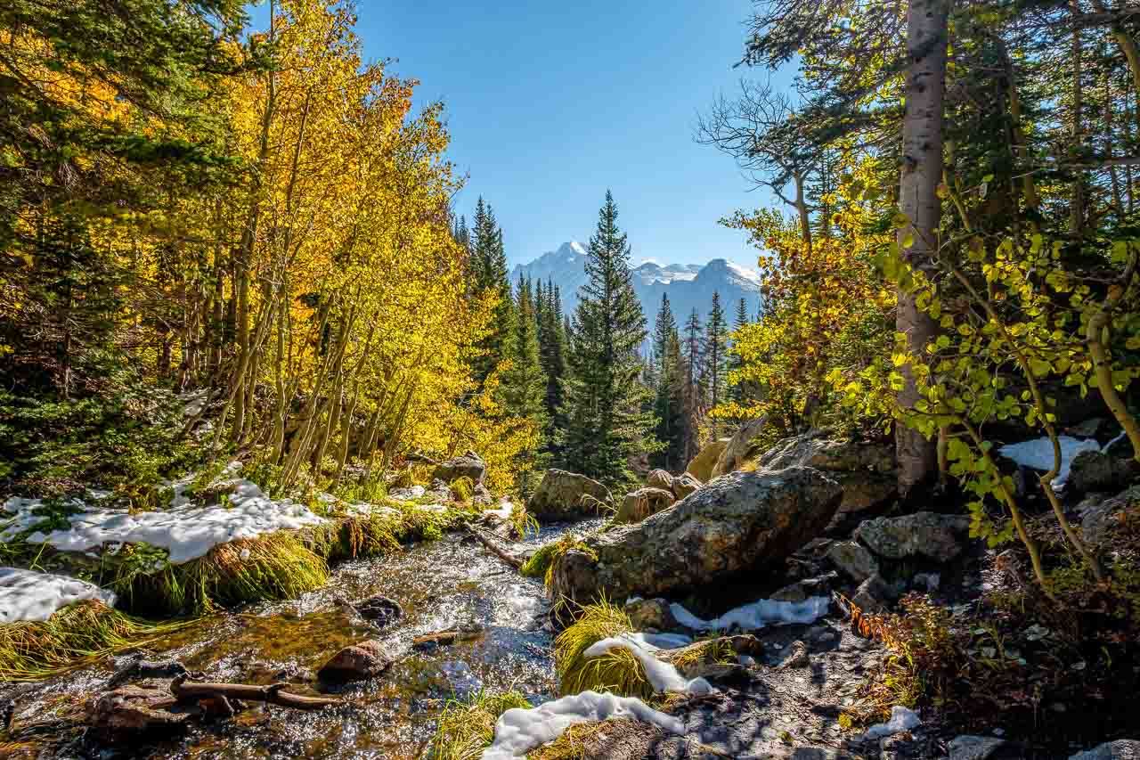 Photo of the first snow in Rocky Mountain National Park, Colorado, USA.