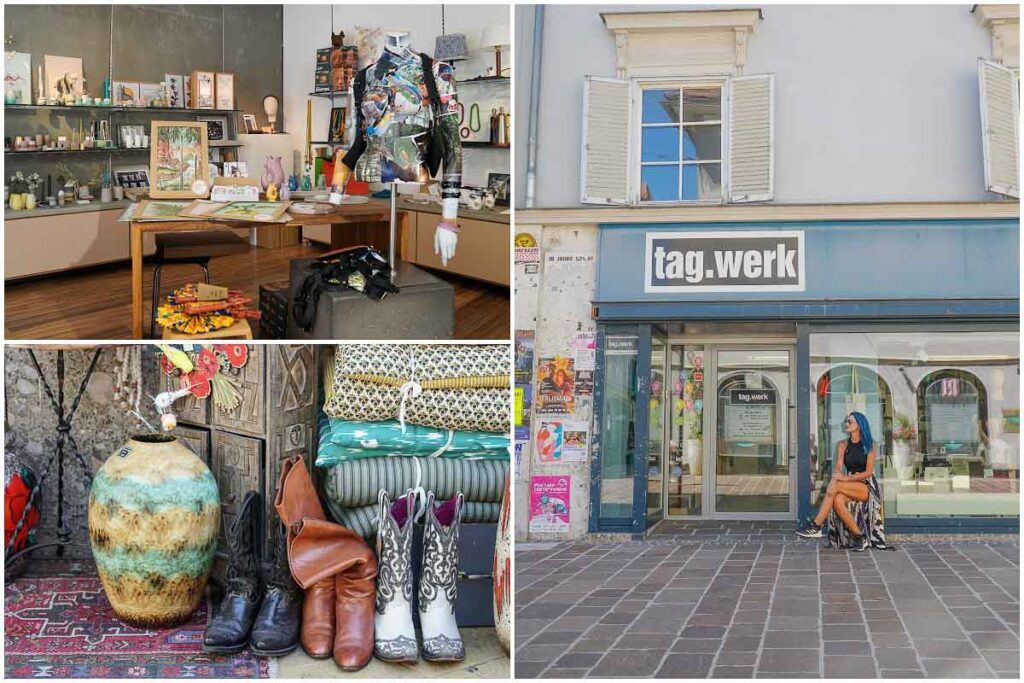 One of the best things to do in Graz is go shopping for sustainable items. These photos show pieces from different shops in Lend. 