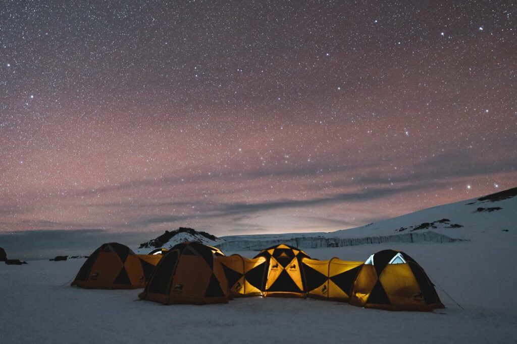Base camp along the Lemosho Route Kilimanjaro.